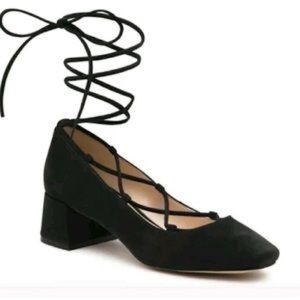 Black suede lace up heels karl lagerfeld| size 6.5